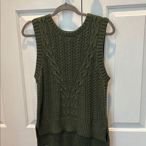 Olive Cable Knit Sleeveless Top